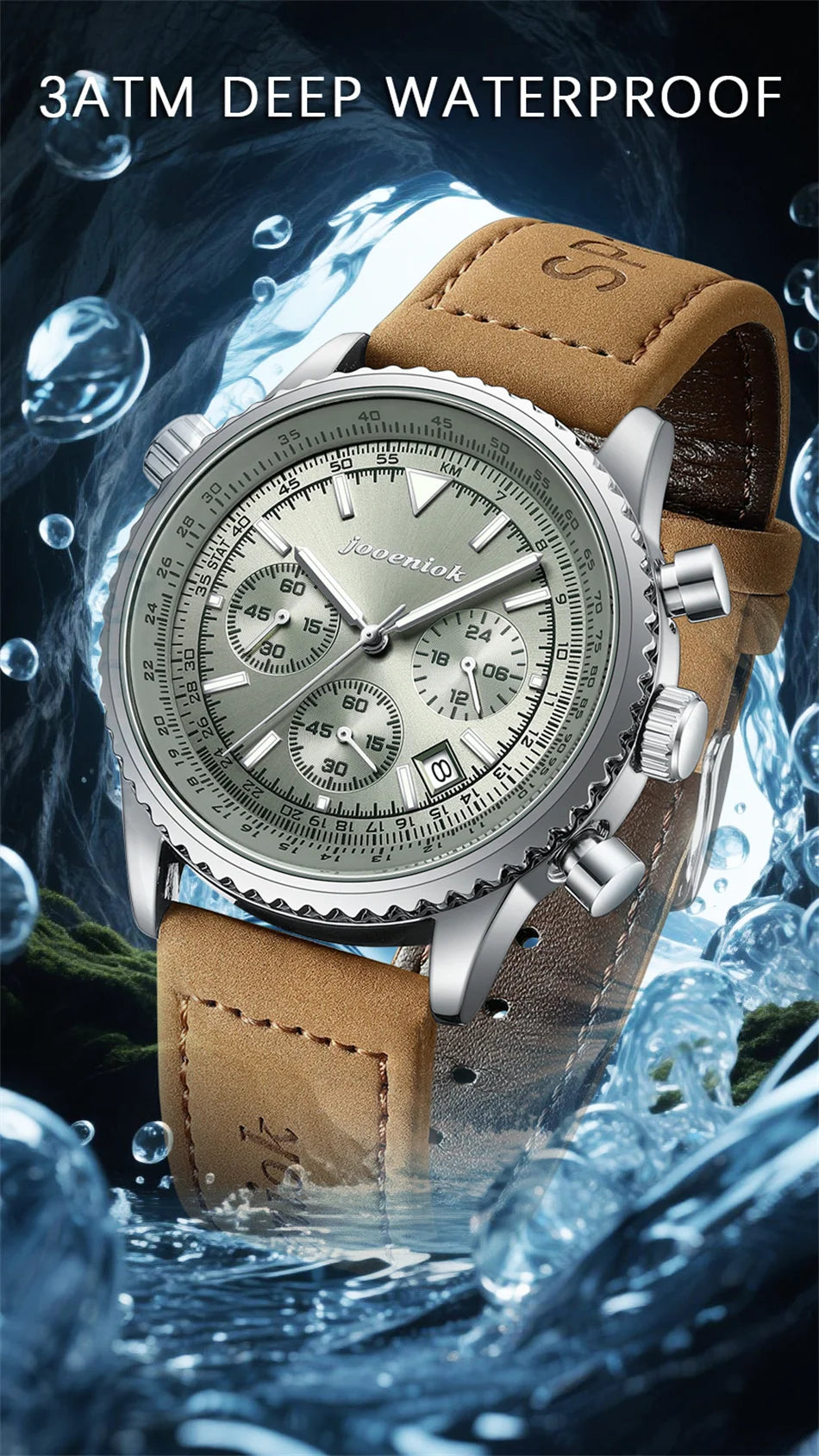 Montre Homme Luxe Chronographe Quartz Cuir – Sport Étanche Lumineux Date Fashion 2025
