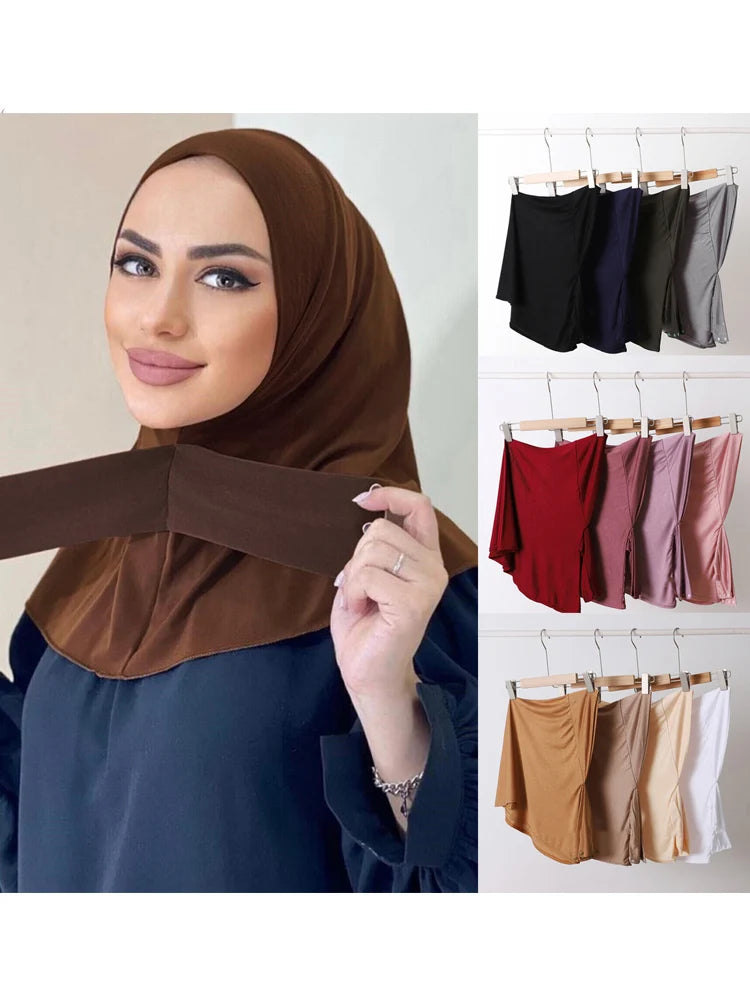 Hijab Femme Prêt-à-Porter Classique Bouton-Pression – Couvre-Chef Intégral Foulard & Turban Musulman