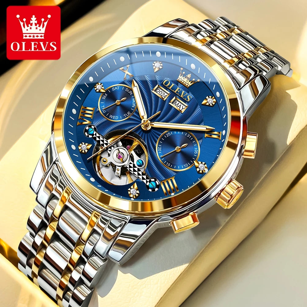 Montre Mécanique Automatique Luxe Homme OLEVS 7088 – Grand Cadran Lumineux Étanche Cadeau