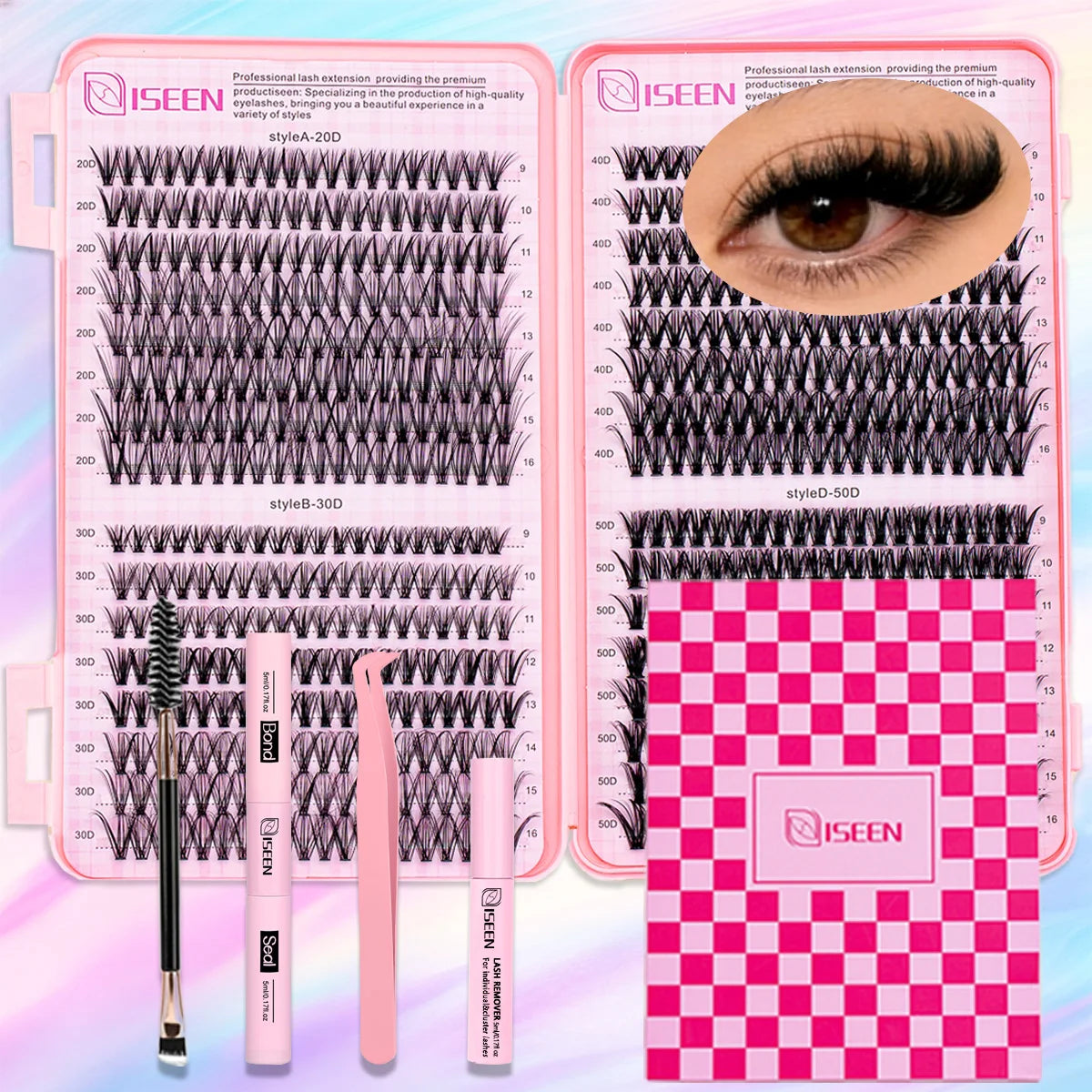 Kit Extensions Cils DIY Clusters Wispy – Colle, Scellant & Pince | Pose Maison
