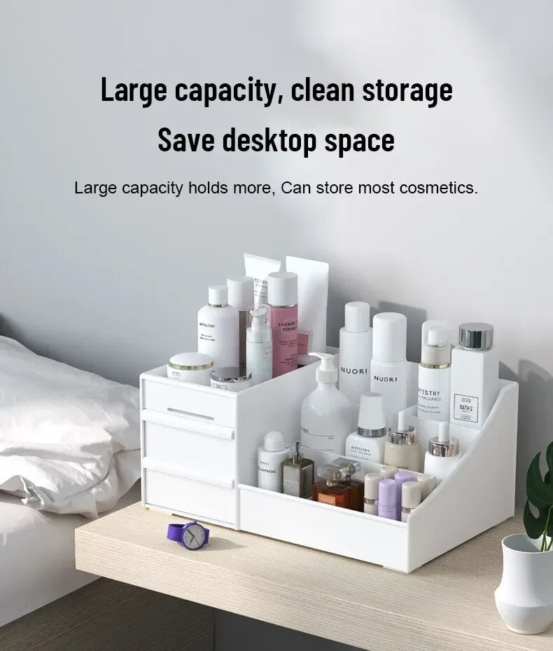Boîte Rangement Maquillage Rose Tiroir Plastique – Étagère Bureau & Coiffeuse | Organisateur Cosmétiques Desktop