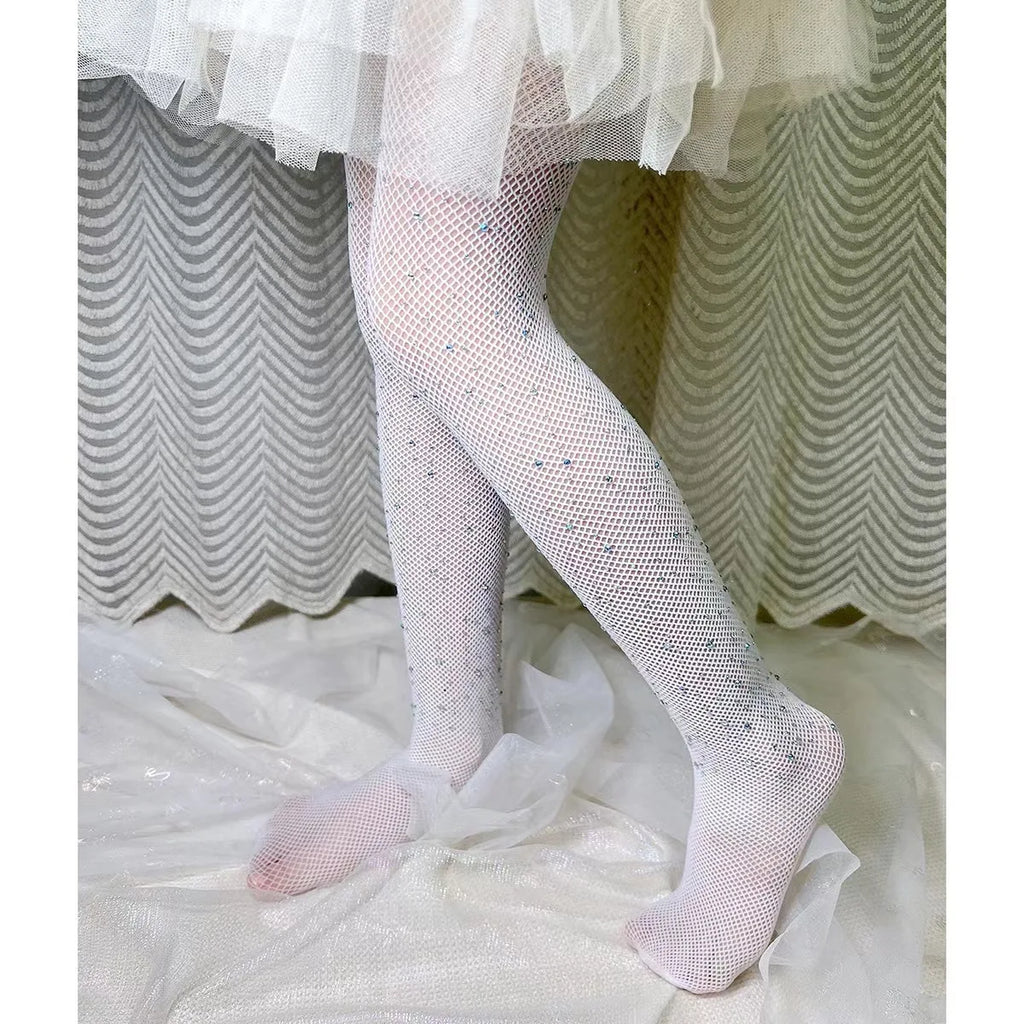Strass-Netzstrumpfhose für Mädchen – Elastische Netzstrümpfe für Kinder, Damenmode, Trend