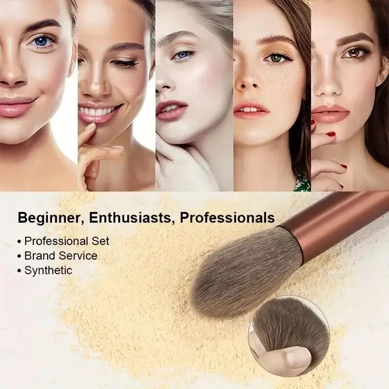 Set Pinceaux Maquillage Professionnel – Fond de Teint, Poudre, Fard à Paupières & Kabuki | Ultra-Doux & Précis
