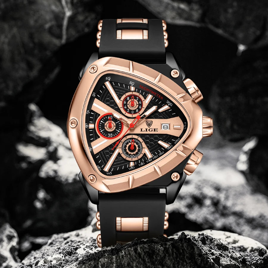 Herrenuhr LIGE Chronograph Militär Sport Armbanduhr Quarz Wasserdicht Luxus Trendig | LIGE Chronograph Militär Premium-Uhr