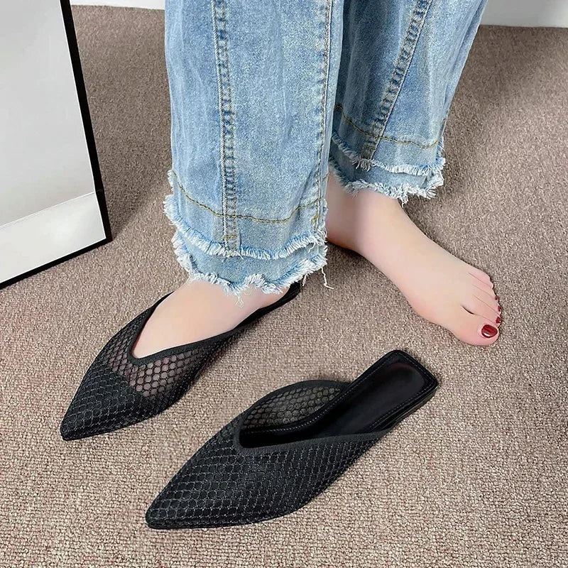 Mules Mesh Pointed Toe Slingback Femme 2025 – Respirantes Casual Slides Flip-flops Été