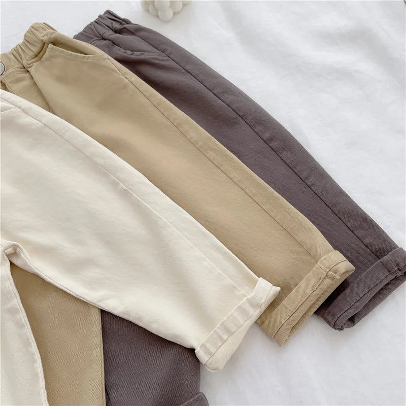 Pantalon Sarouel Enfant Unisexe Couleur Unie – Pantalon Sport Loose Casual Printemps Été 2-8 Ans
