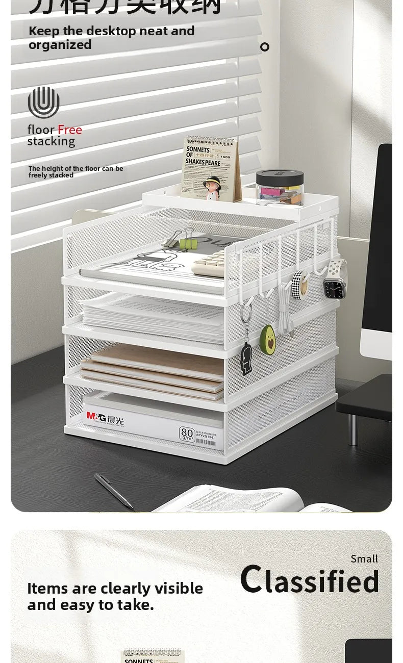 Trieur Courrier Métal 4 Niveaux Empilable – Organisateur Bureau Maison Documents Grille