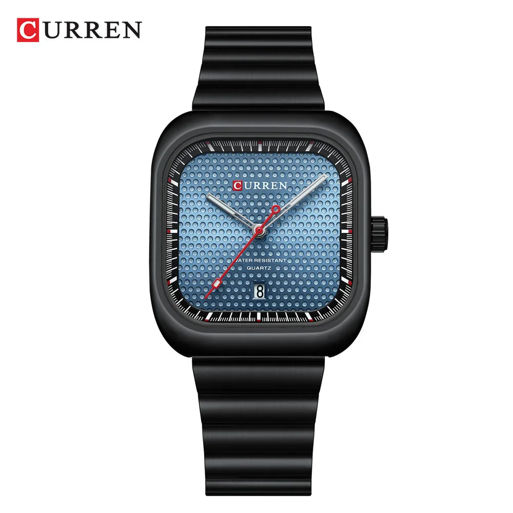 Montre Homme CURREN Carrée Business Quartz – Bracelet Acier Inoxydable Date Automatique