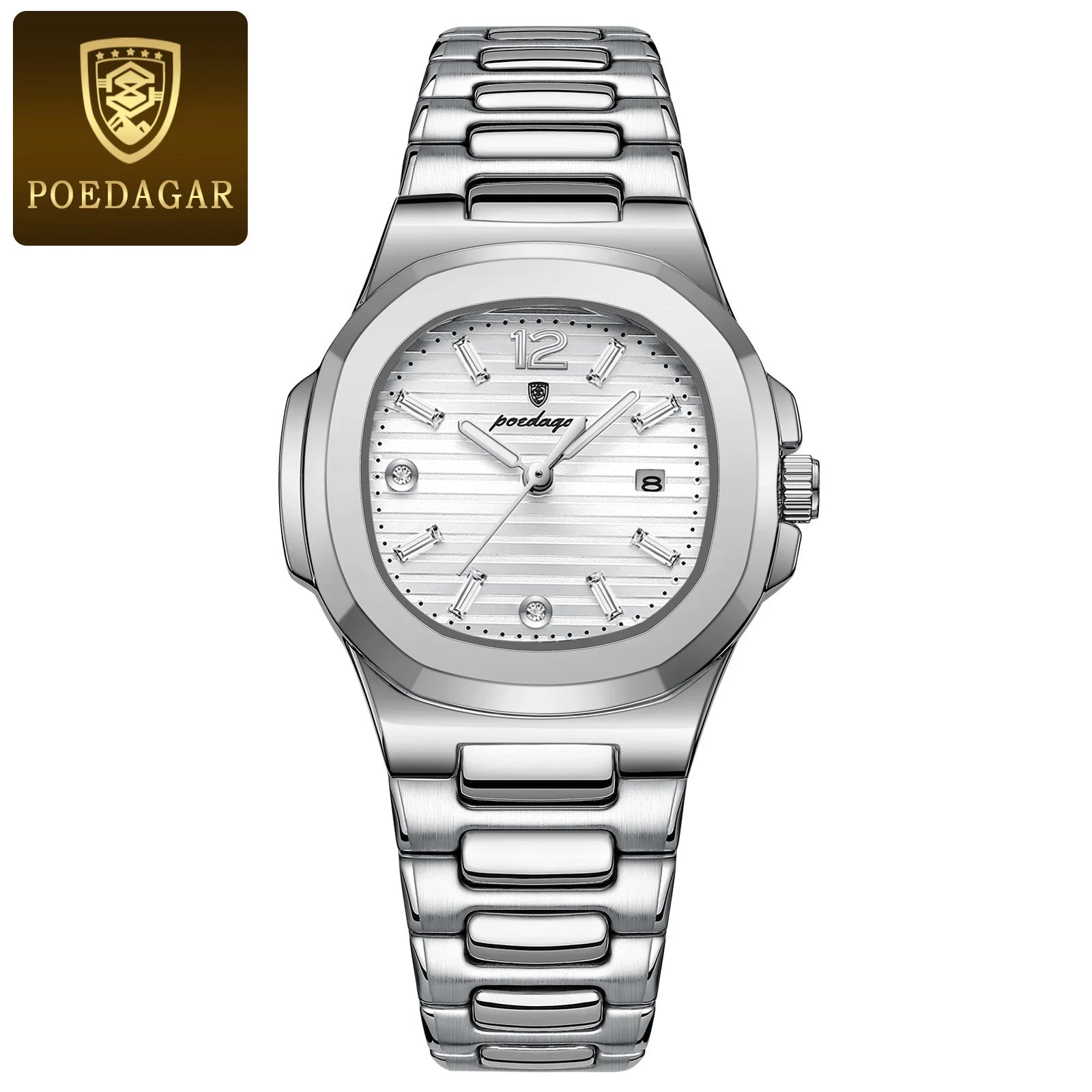 Montre Femme POEDAGAR Carrée Fashion Quartz – Lumineuse Étanche Date Luxe Haute Qualité