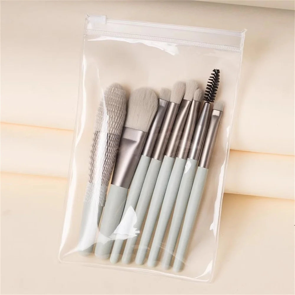 Set 8 Pinceaux Maquillage Professionnels - Fond de Teint, Blush & Yeux