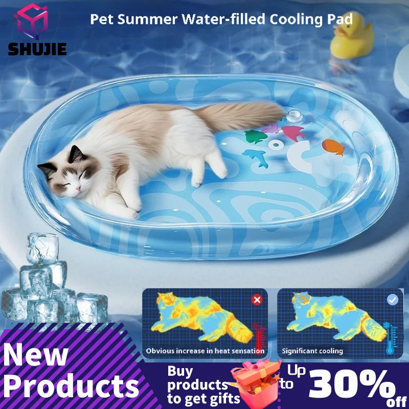 Tapis Rafraîchissant à Eau Chat & Chien – Lit Glacé Anti-Griffures Épais Grande Taille Été