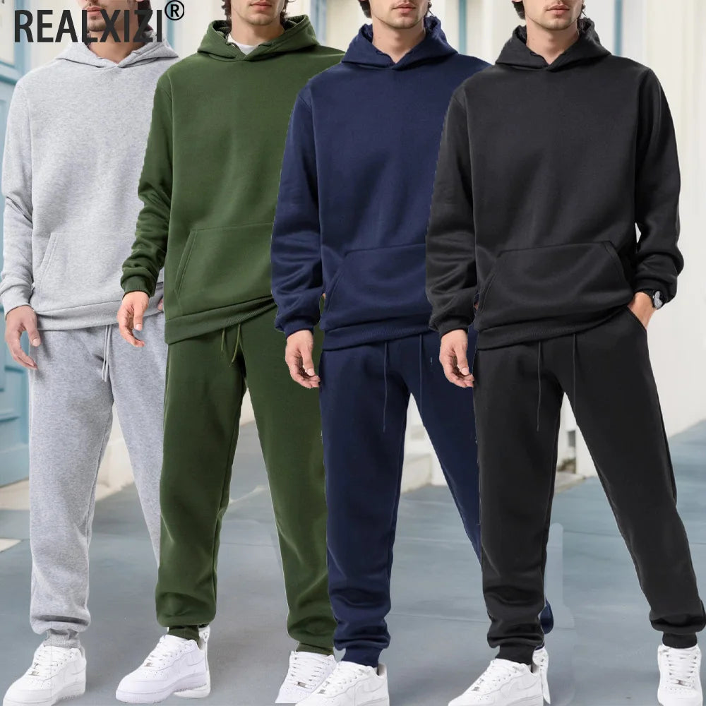 Ensemble Tracksuit Hoodie + Pantalon Homme 2025 – 2 Pièces Sport Casual Automne Hiver S-3XL