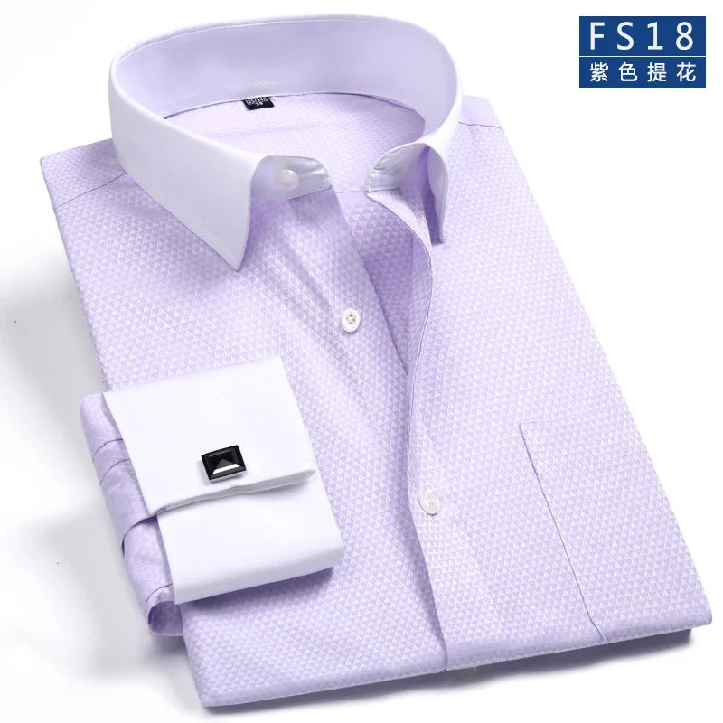 Chemise Homme Classique Poignets Français Manches Longues Coupe Standard – Formelle Business Mariage Bureau Blanche Élégante | Mode Homme Premium