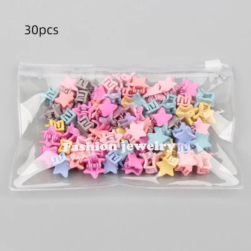 Lot 30 Mini Pinces à Cheveux Fille – Barrettes Colorées Cartoon Lapin Fleur Étoile Couronne Bébé Enfant