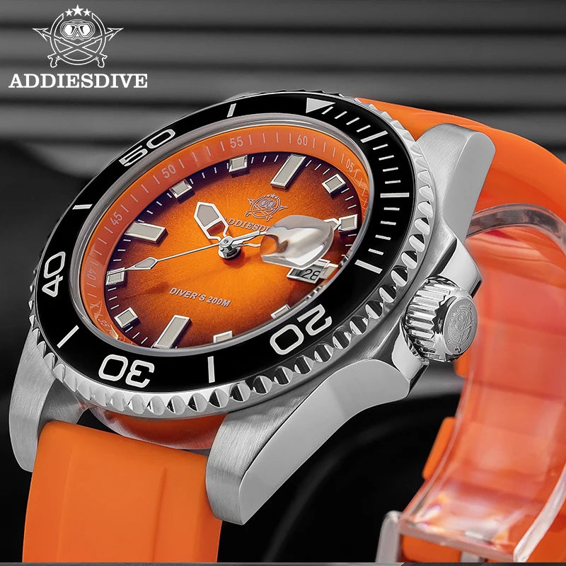 Montre Homme ADDIESDIVE AD2089 Quartz 2025 – Super Lumineuse Étanche 200M Silicone Luxe