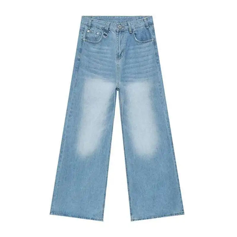 Jean Homme Camouflage Vintage Lavé Jambe Large Denim Loose Casual Automne Hiver Bleu Délavé Streetwear Tendance Confortable – Jean Wide Leg Premium Camo | Mode Homme Denim Streetwear Premium