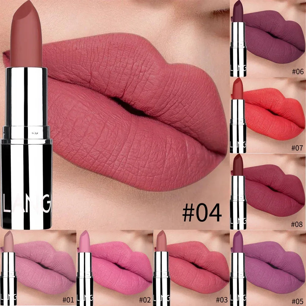 Rouge à Lèvres Mat Velours – 8 Couleurs Longue Tenue | Waterproof Nude