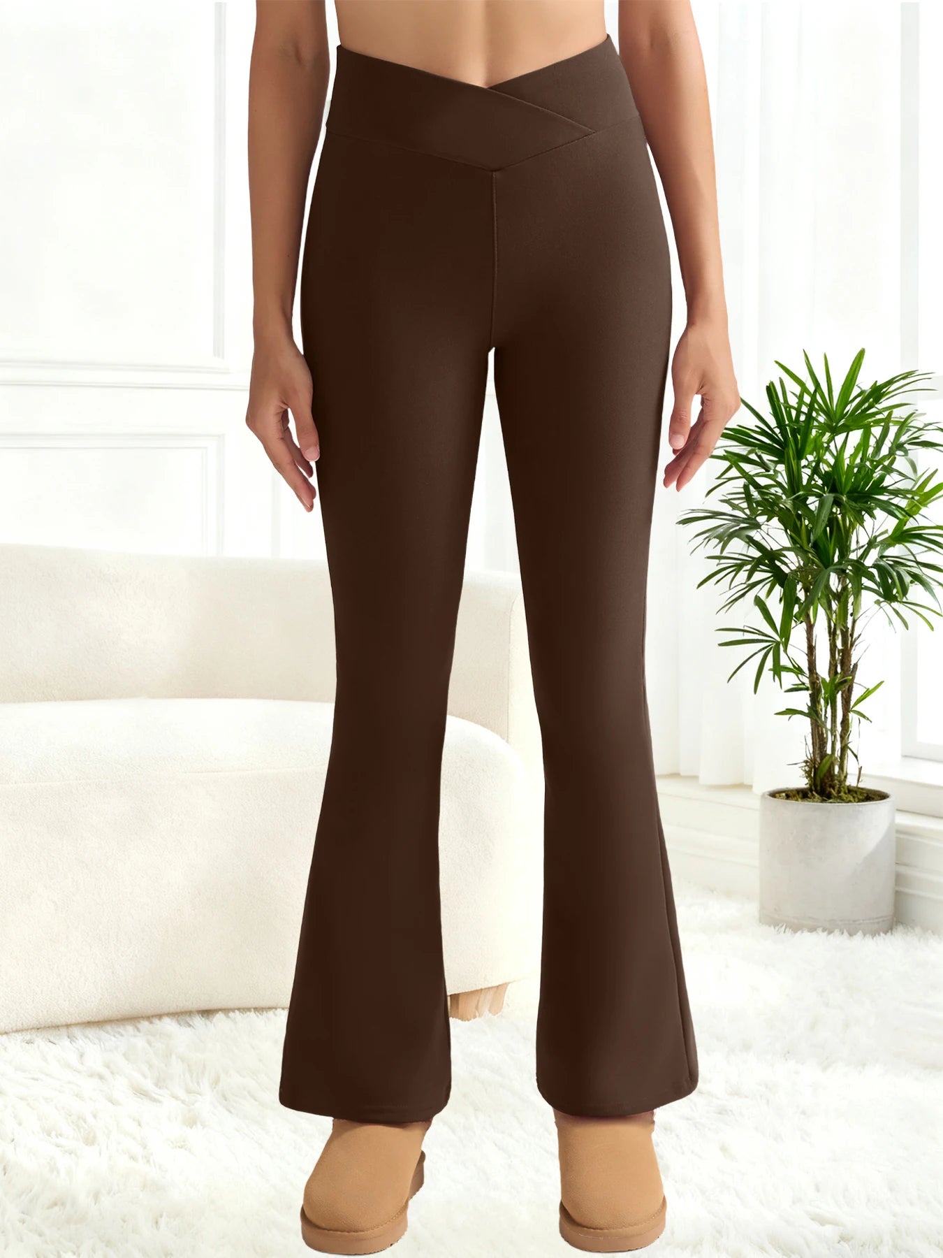 Legging Polaire Femme Taille Haute Flare – Collant Thermique Chaud Gainant | Hiver Confort