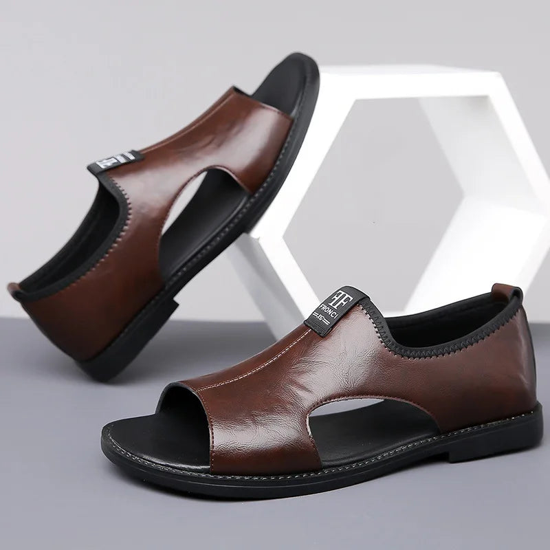 Sandales Cuir Soft Sole Homme Plage Conduite – Slippers Outdoor Confortables Qualité