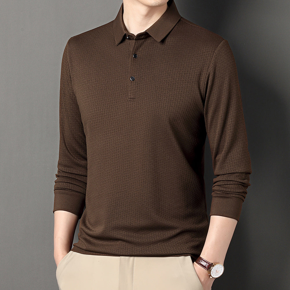 Polo Homme Manches Longues Ajourné Respirant Business Fashion Golf Élégant Grande Taille 4XL Intemporel Confortable – Polo Ajourné Premium Manches Longues Golf | Mode Homme Business Golf Premium