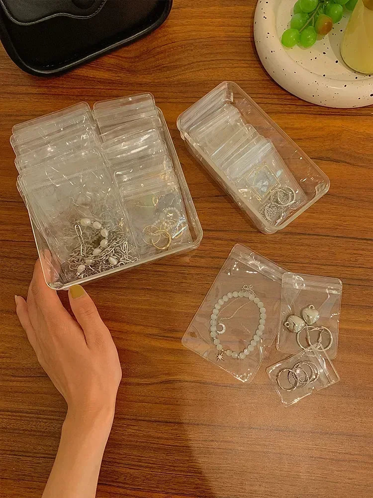 Sachets PVC Transparents Anti-Oxydation Bijoux – Lot 10 à 50 pcs | Rangement Boucles d’Oreilles, Colliers, Pendentifs & Bracelets | Organiseur Bijoux