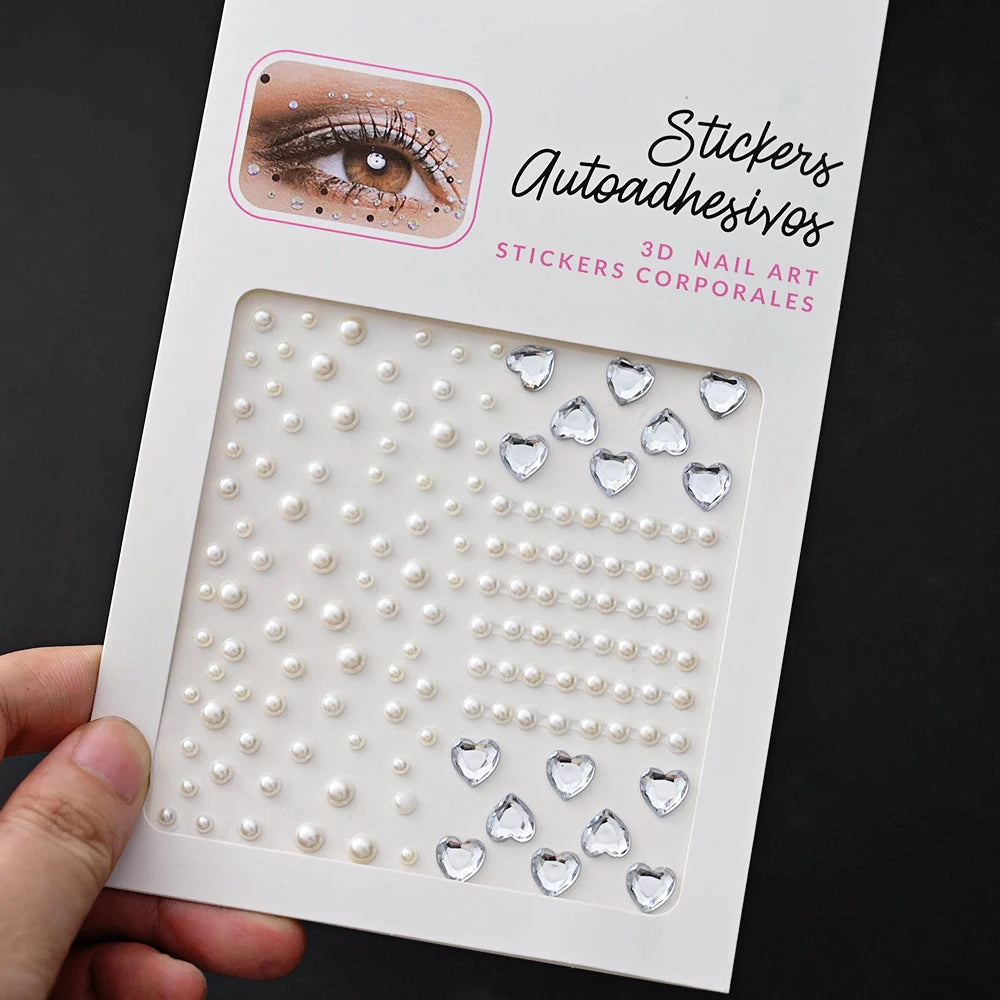 900 Strass Perle Visage 3/4/5mm – Stickers Autoadhésifs Waterproof | Bijoux Maquillage Mariage & Fête
