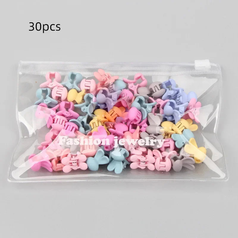 Lot 30 Mini Pinces à Cheveux Fille – Barrettes Colorées Cartoon Lapin Fleur Étoile Couronne Bébé Enfant