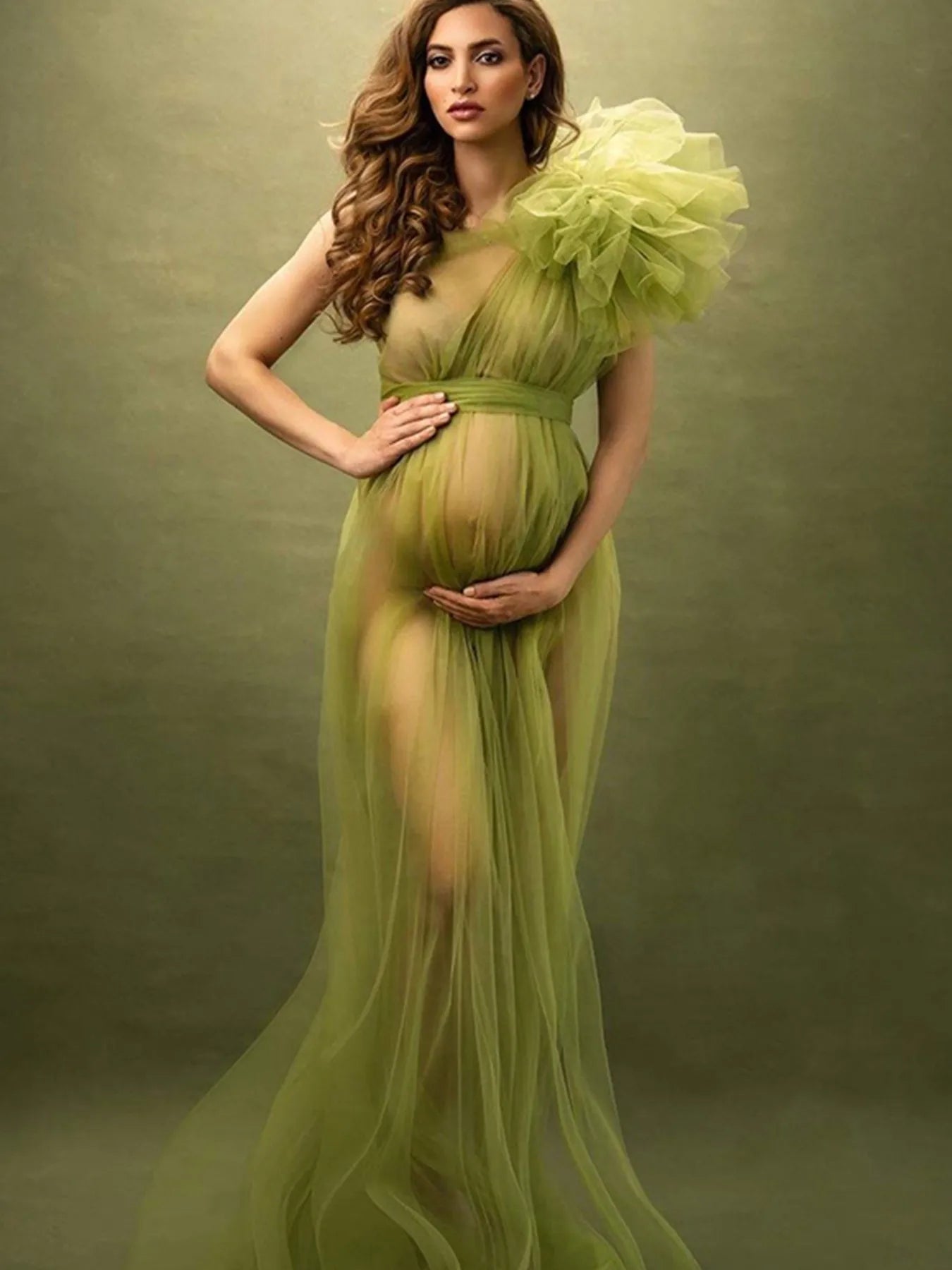 Robe Maternité Longue Transparente Séance Photo – Robe Grossesse Sexy Couleur Unie Baby Shower