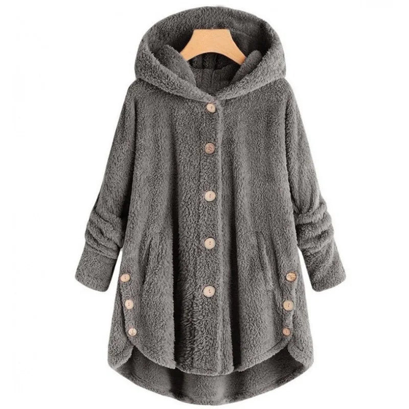 Manteau Teddy Bear Femme À Capuche – Veste Laine Peluche Chaude Uni | Automne Hiver Tendance
