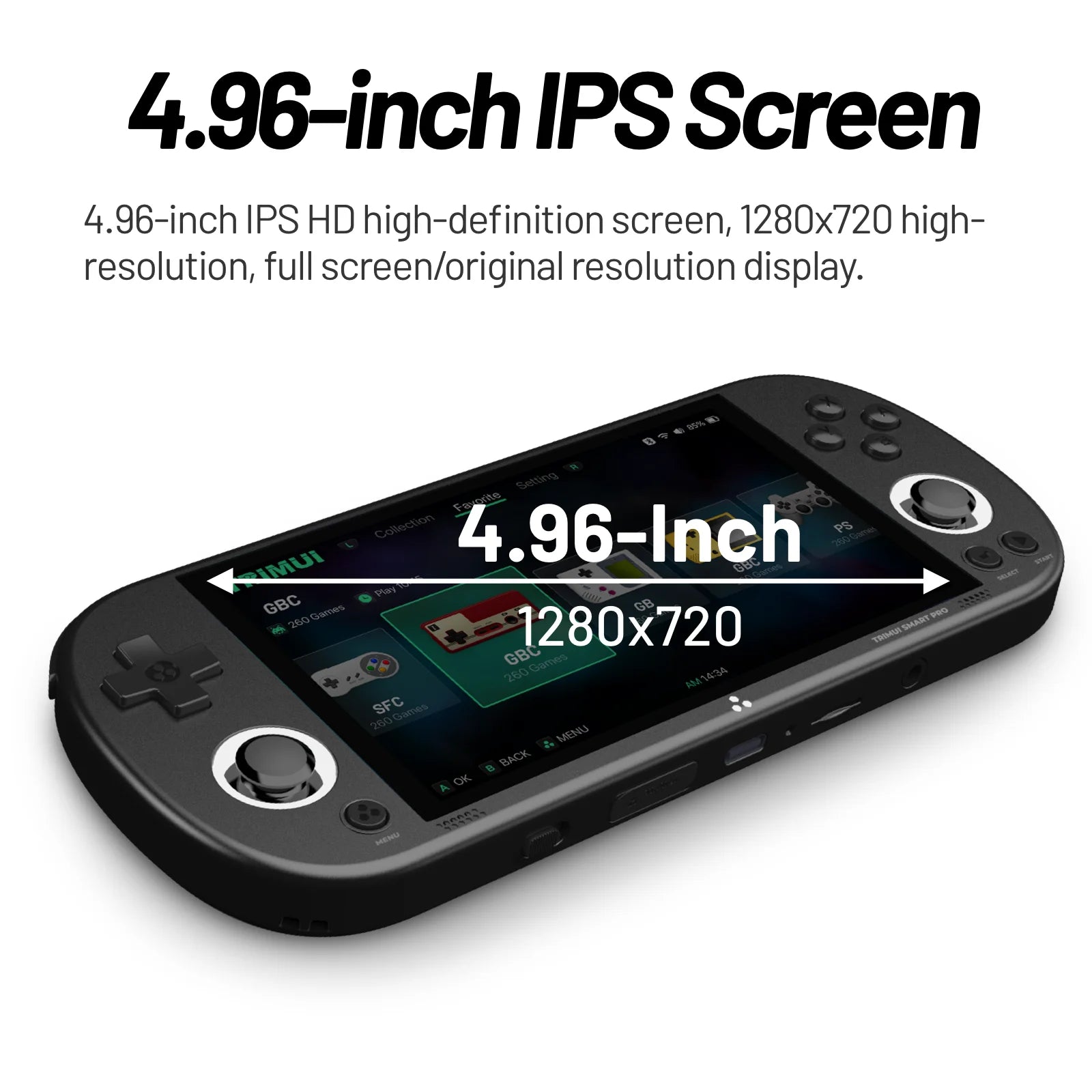 Trimui Smart Pro Console Rétro Portable 4.96'' IPS – Linux, Joystick RGB | Cadeau Gaming Jeux Rétro