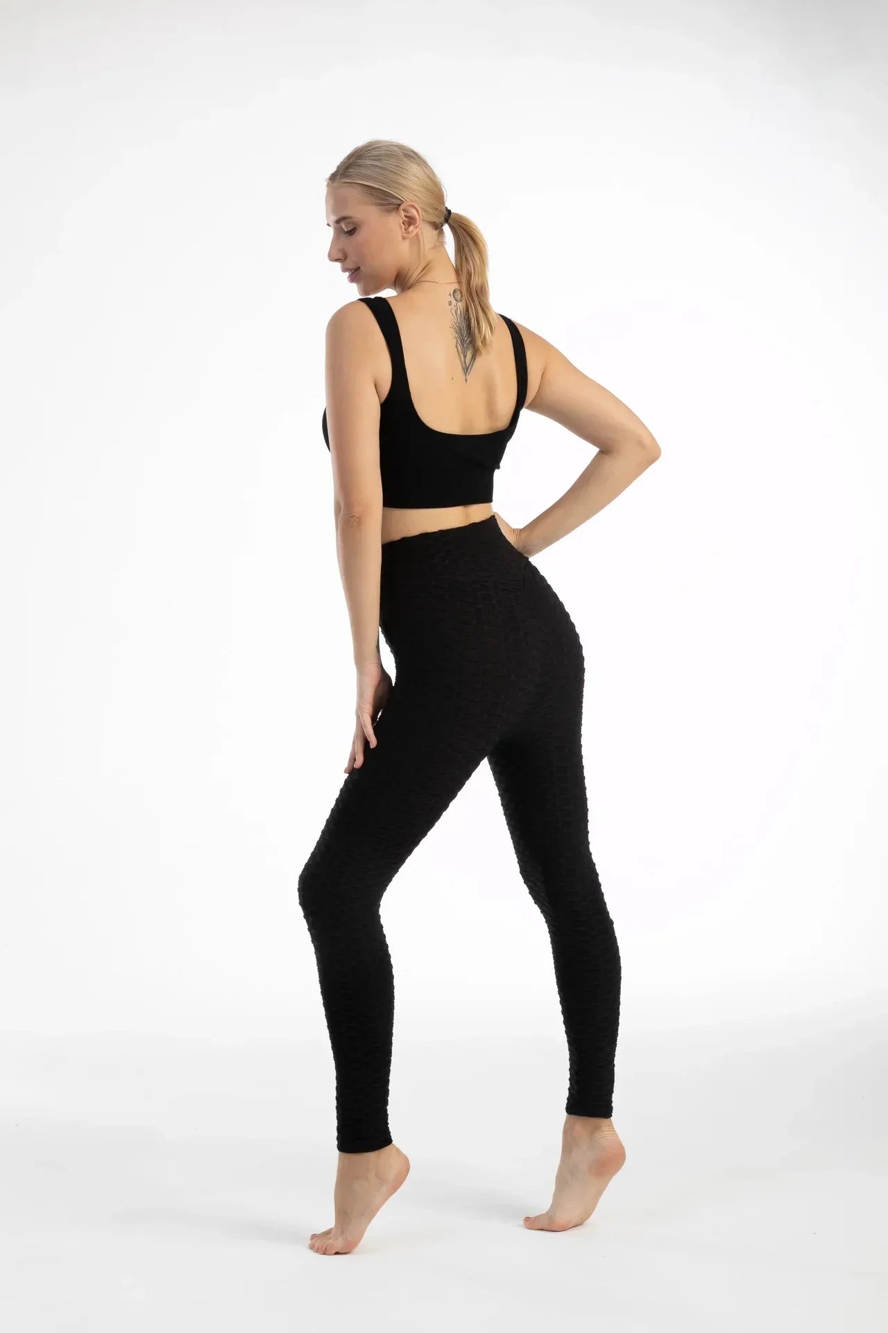 Damen Yoga Leggings Hohe Taille Bubble Nahtlos Push-Up Formend – Sport Hose Gym Laufen Schlank Elastisch | Fitness