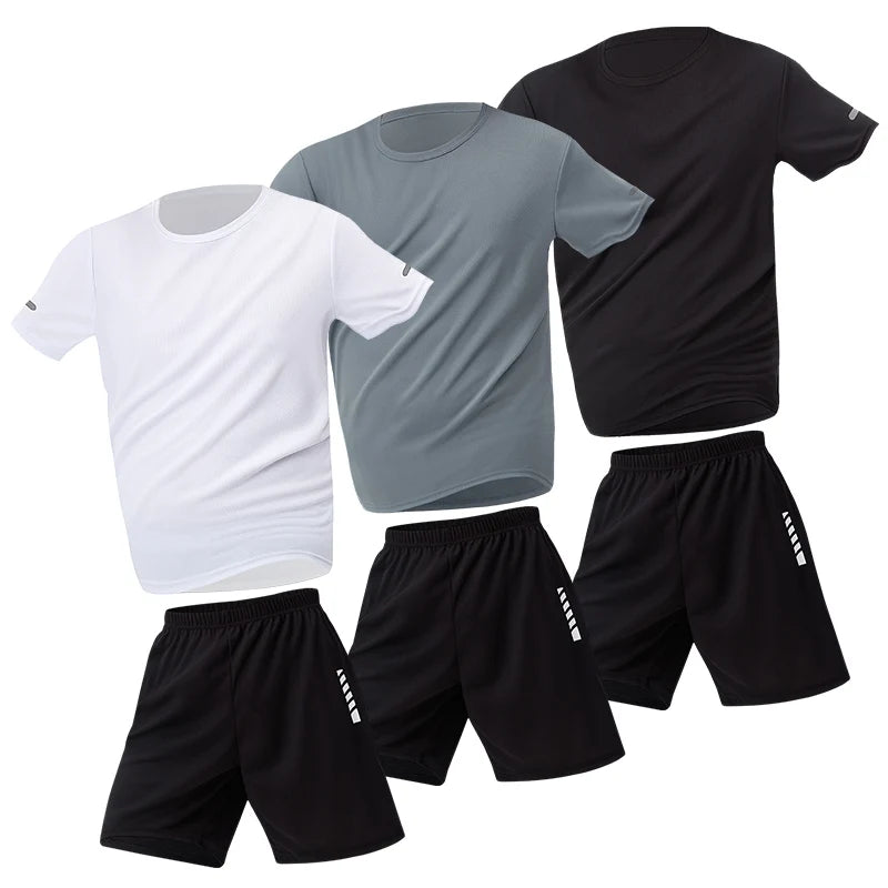 Ensemble Sport Homme Séchage Rapide Grande Taille T-Shirt + Short Lot 2/4/6 Pièces Loisirs Running Fitness Casual Ado – Pack Sport Économique | Mode Homme Sport Premium