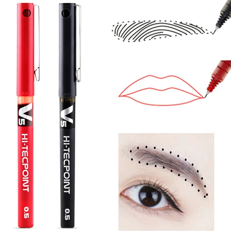Stylo Marqueur Tatouage Temporaire Microblading – Noir & Rouge Waterproof | Sourcils, Lèvres & Maquillage Permanent