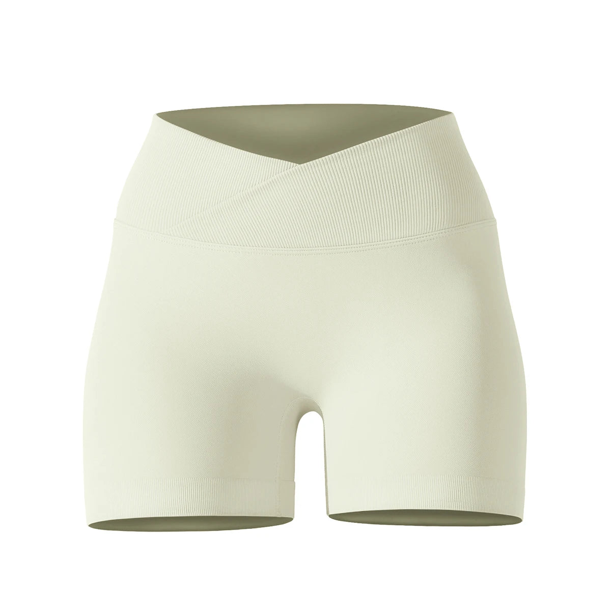 Short Yoga Femme Taille Haute Croisée Gainant Fessier Gym Running Fitness – Short Sport Sculptant Élastique | Mode Athleisure