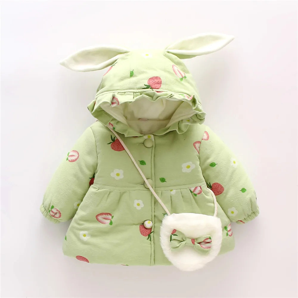 Veste Bébé Fille Hiver à Capuche – Manteau Chaud Épais Mignon 9 Mois à 3 Ans