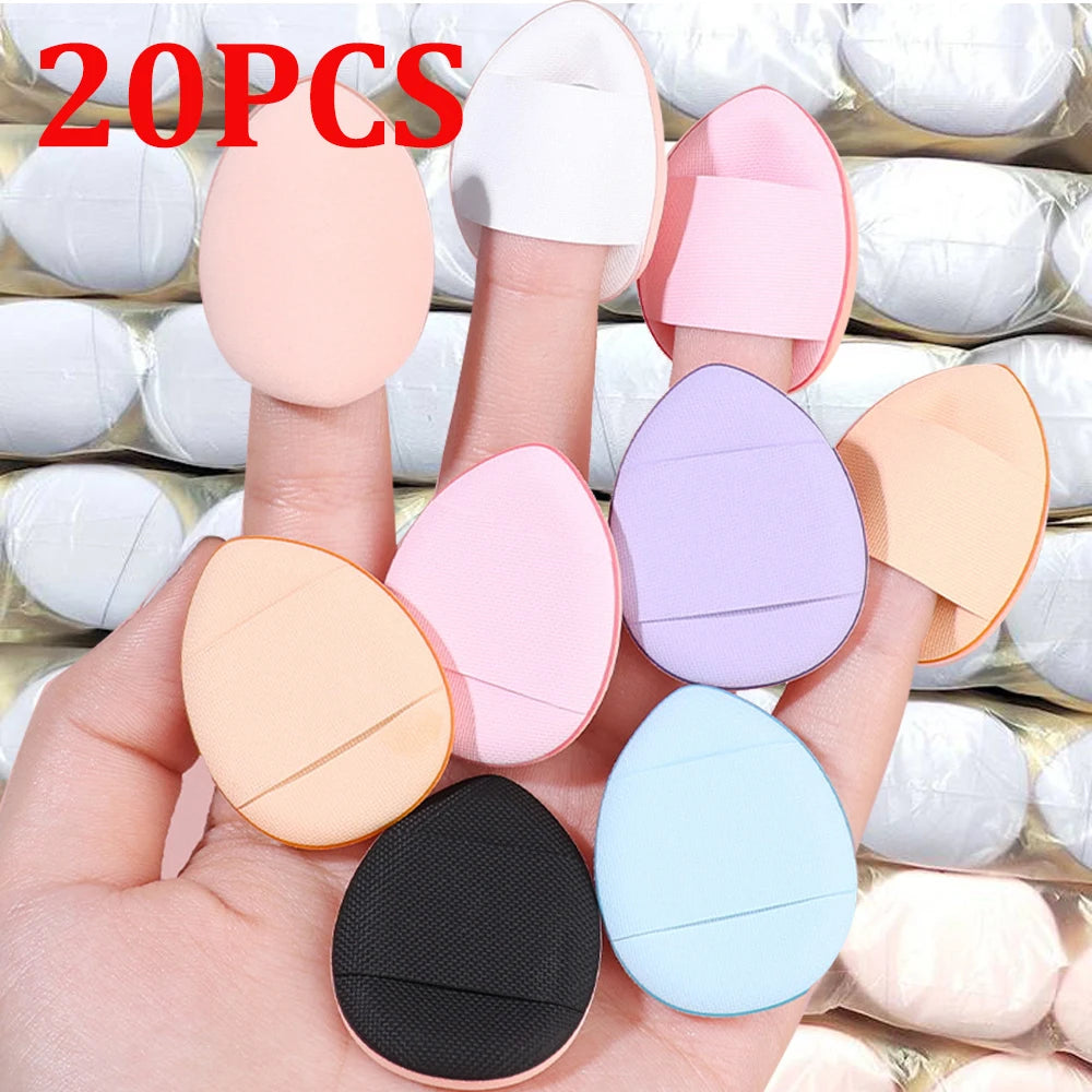 Lot 20 Mini Puffs Coussin d’Air Doigt – Éponge Maquillage Professionnelle | Fond de Teint, Correcteur & Anti-Cernes | Sec & Humide