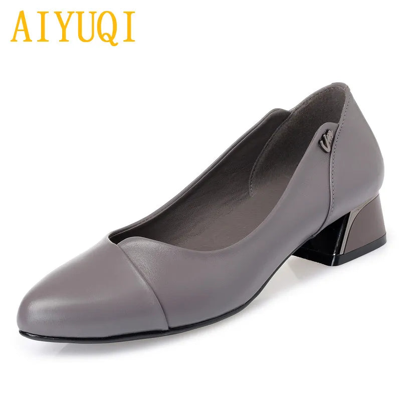 AIYUQI Chaussures Dress Cuir Véritable Rouge Femme 2024 – Bout Peu Profond Bureau Fashion