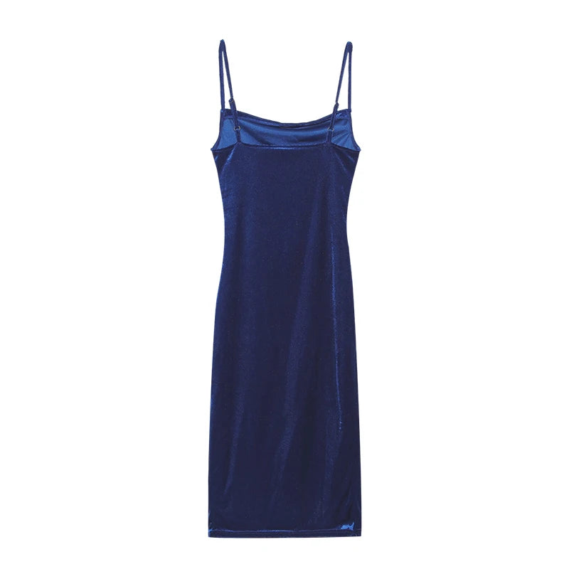 Robe Maxi Velours Sans Manches Fente Sexy - Style Y2K Élégant Soirée & Streetwear Femme