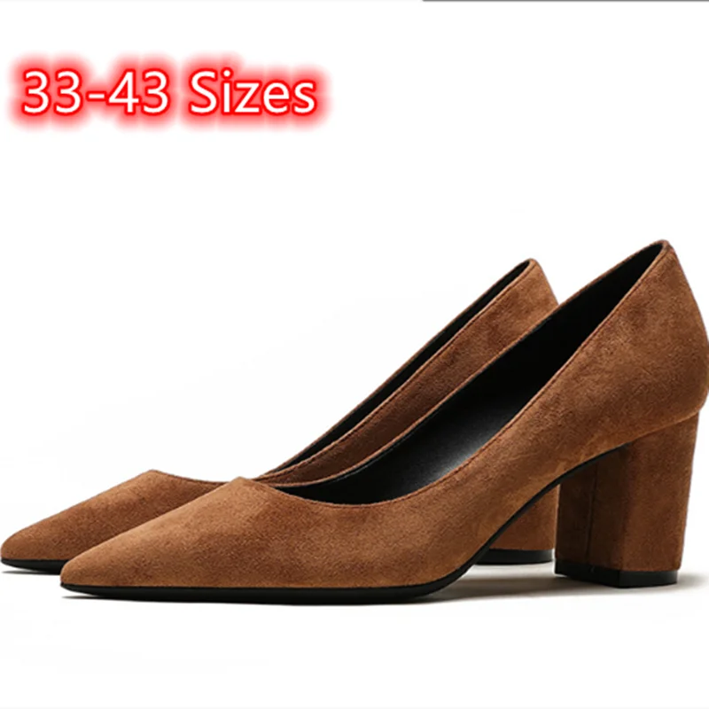 Escarpins Flock Stilettos 3 & 5CM Bout Pointu Slip-on – Rouge Marron Bleu Tailles 33-43