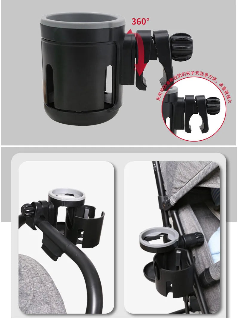 Porte-Gobelet Universel Poussette Bébé – Support Bouteille Café Téléphone Tricycle Fauteuil Roulant