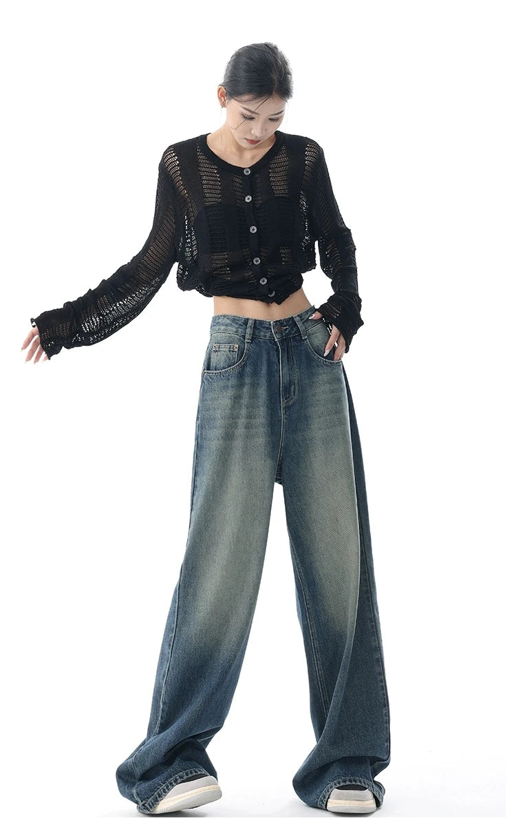 Jean Baggy Femme Taille Haute Boutons Vintage Style Américain Slim Casual Automne – Duomofu | Jean Chic Décontracté Mode