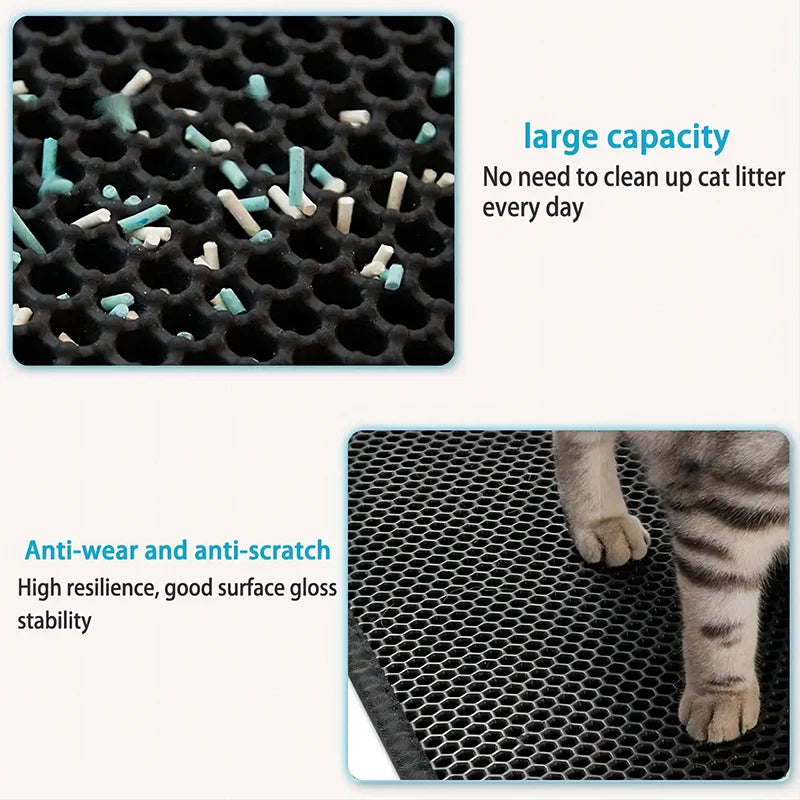 Tapis Litière Chat Double Couche EVA Imperméable Antidérapant – Filtre Sable Lavable Facile à Nettoyer | Accessoires Chat & Chien