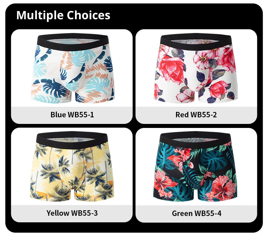 Pack 4 Boxers Homme Imprimés Taille US/EU Confortables Fashion Slip Short de Bain Oversize Sous-Vêtements Premium Multicolore – Pack 4 Boxers Premium Imprimés | Mode Homme Sous-Vêtements Premium