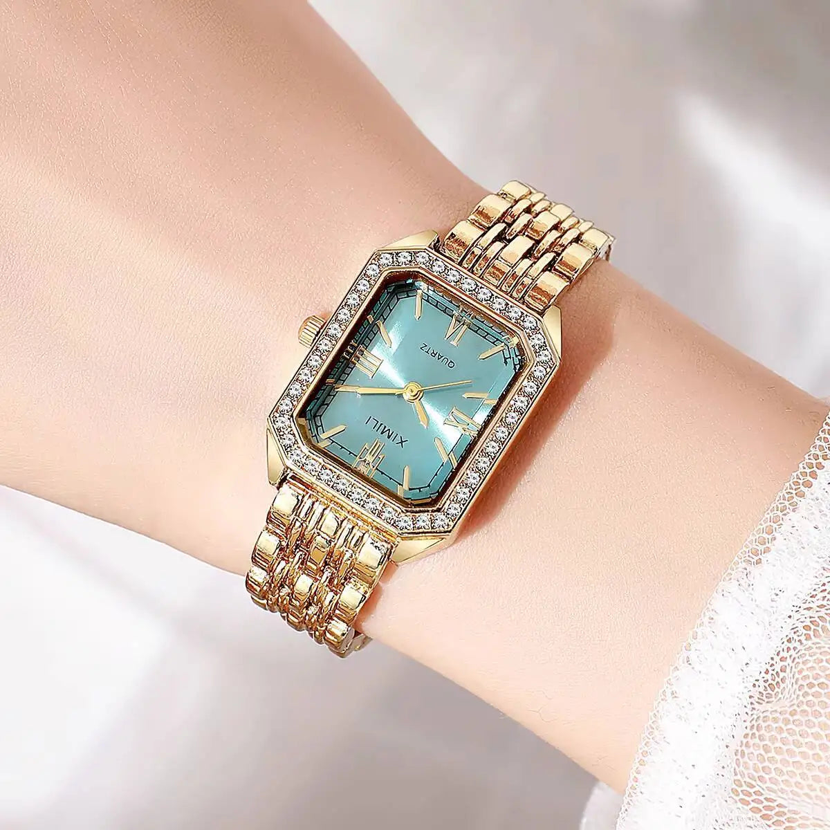 Coffret Montres Femme Rectangle Strass Quartz Bracelet – Set 2/3/5 Pièces Fashion Élégant