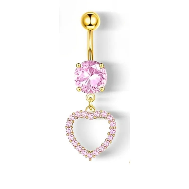 Piercing Nombril 14G Acier Chirurgical Fleur CZ Pendentif – Anneau Nombril Femme Premium & Hypoallergénique | Body Jewelry Élégant & Sécurisé