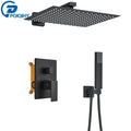 Ensemble Douche Encastré Noir Mat – 2-3 Voies, Mitigeur Caché, Pommeau Pluie | Salle de Bain Design