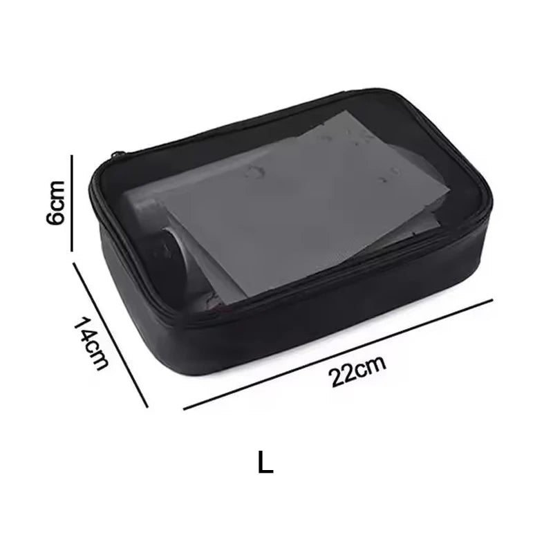Trousse Maquillage Filet Noir Voyage – Fermeture Éclair | Organisateur Cosmétique Portable