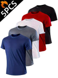 Lot 5 Sport T-Shirts Herren Schnelltrocknend Kurzarm Gym Laufen Outdoor Leicht Streetwear Fitness – 5er Pack | Premium Sport Herrenmode
