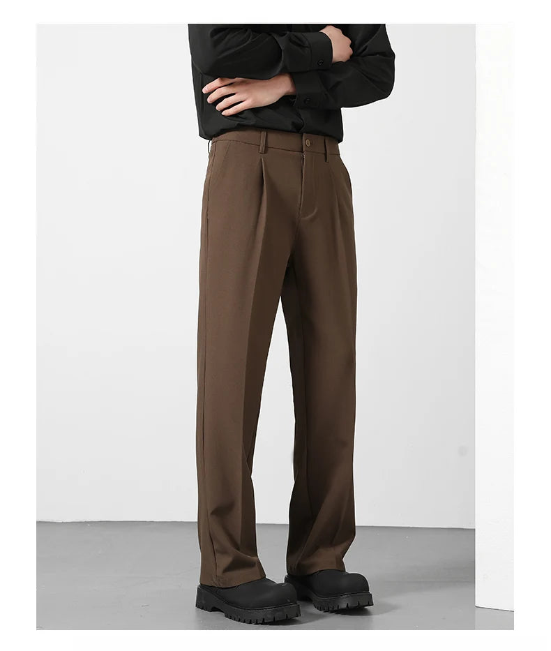 Pantalon Homme Casual Business Style Coréen Taille Élastique – Noir Marron Gris Kaki Grande Taille S-4XL Automne | Mode Homme Élégant