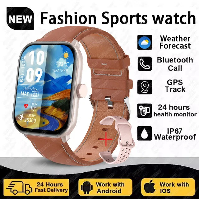 Montre Connectée Unisexe Écran AMOLED – GPS, Appels Bluetooth & Suivi Cardio | Étanche | Sport & Fitness | Android & iOS